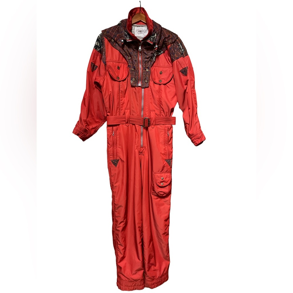90s Vintage Chevro By Pietro Luigi Ladies Ski Suit US Size 11/12